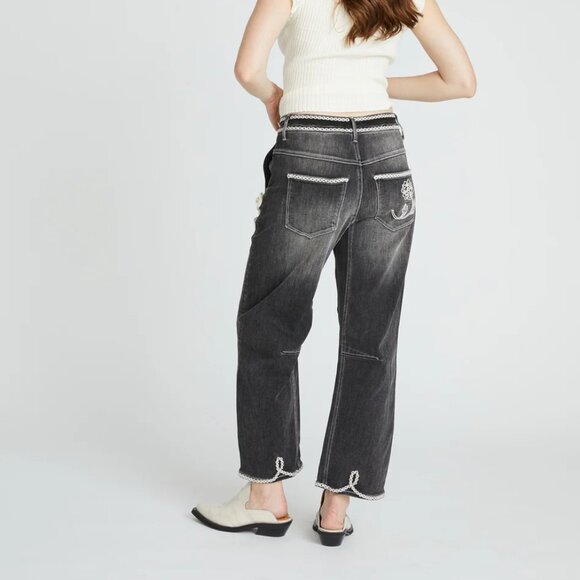 NEW DRIFTWOOD JEANS Barbara Ravishing Rosettes Jeans in Black Denim 1225 8t4 - Picture 7 of 7